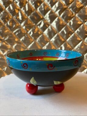 The Tea Party Hand-Painted Footed Ceramic Bowl by Joyce Shaffer